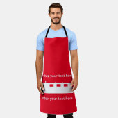 Tablier Bateau étroit blanc avec texte Tout-sur-impression (Porté)