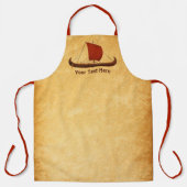 Tablier Bateau viking à voile rouge II (Recto)