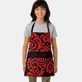 Tablier Batik indonésien Abstrait Motif noir rouge (Insitu)