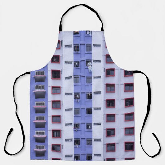 Tablier Bâtiment haut bleu et blanc (Recto)