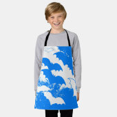 Tablier Bats blancs en bleu de vol (Porté)