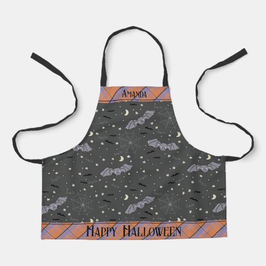 Tablier Bats Éffrayants orange et noir Halloween Enfants (Recto)