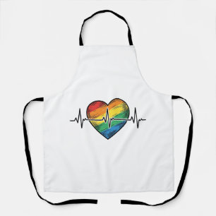 Tablier Battement de coeur arc-en-ciel Gravure vintage Des