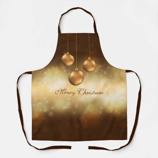 Tablier Baubles De Noël Jaune D'Or Sur Bokeh Jaune (Recto)