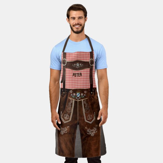 Tablier Bavarois Lederhosen avec votre nom (Porté)