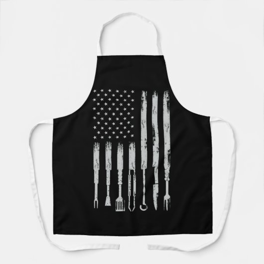 Tablier BBQ Design Smoking Barbecue USA Flag (Recto)