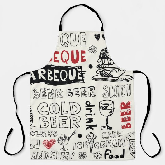 Tablier BBQ fou : Art de gribouillis (Recto)