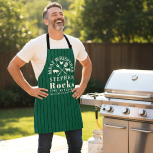 Tablier BBQ Green Pinstripe Meat Whisperer
