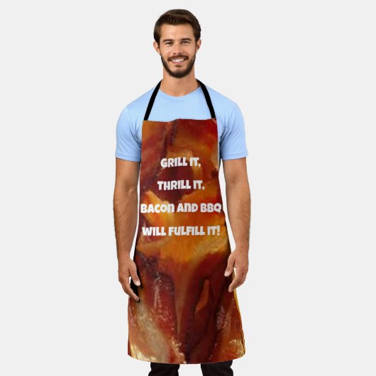Tablier BBQ & Grill en style, Notre Motif de Bacon amusant (Porté)