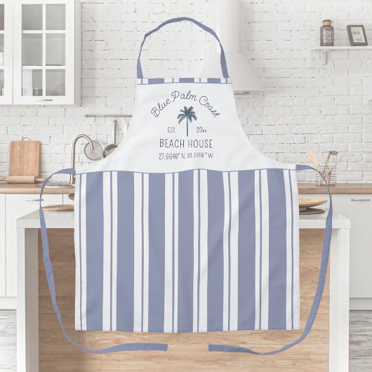 Tablier Beach House Blue Stripes Coastal Farmhouse