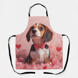 Tablier Beagle avec des roses - Saint-Valentin