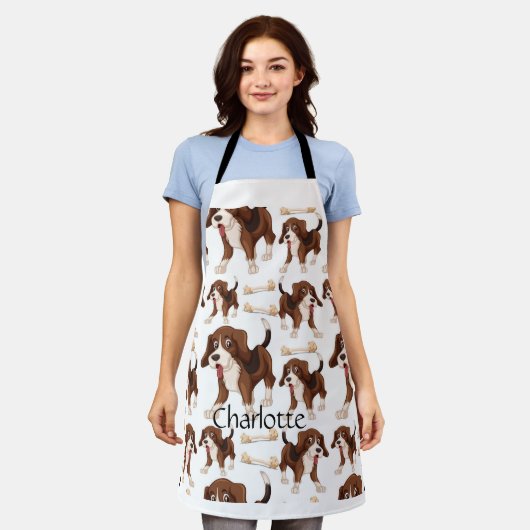 Tablier Beagle chien transparent motif Nom personnalisé (Porté)