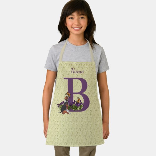 Tablier Beagle Chiot Papillons Monogramme Initiale B Nom (Insitu)