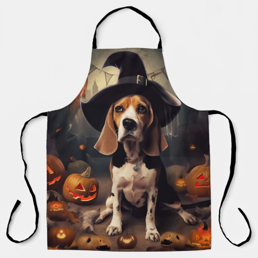 Tablier Beagle Citrouille Halloween effroi (Recto)