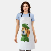 Tablier Beagle de chien en vert béret français (Porté)