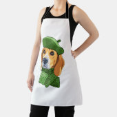 Tablier Beagle de chien en vert béret français (Insitu)
