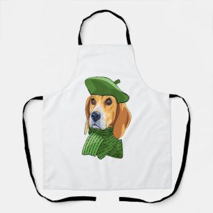Tablier Beagle de chien en vert béret français