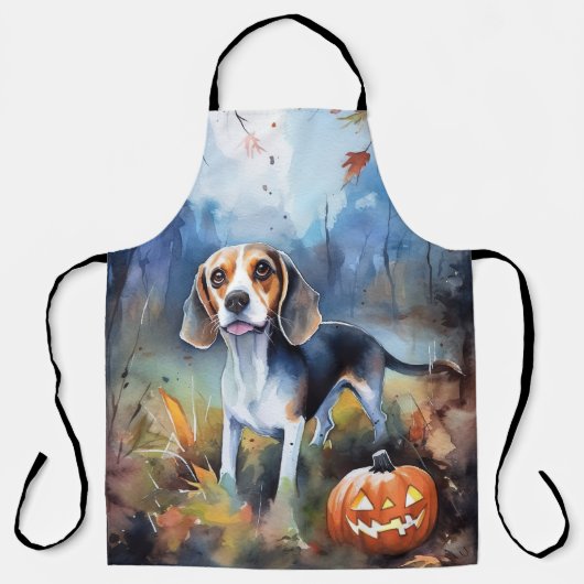 Tablier Beagle d'Halloween avec peur Citrouille (Recto)