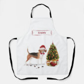 Tablier Beagle drôle Chien de Noël avec arbre (Recto)