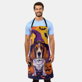 Tablier Beagle effrayant Halloween Sorcière et Citrouille (Porté)