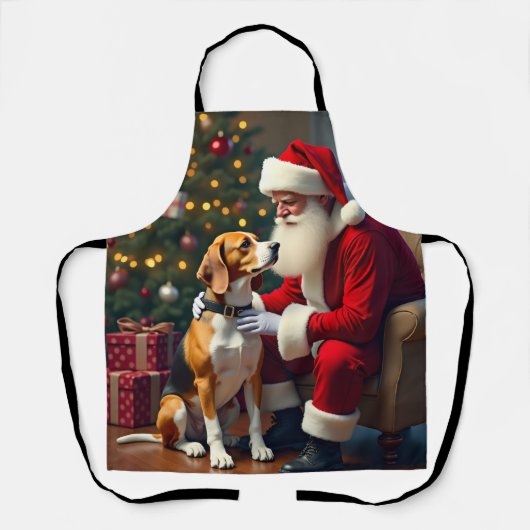 Tablier Beagle Meets Santa Christmas Painting (Recto)