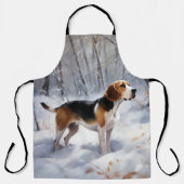 Tablier Beagle Noël sous la neige (Recto)