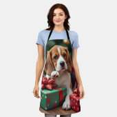 Tablier Beagle Wrapping Gifts Christmas Painting (Porté)