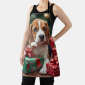 Tablier Beagle Wrapping Gifts Christmas Painting (Insitu)