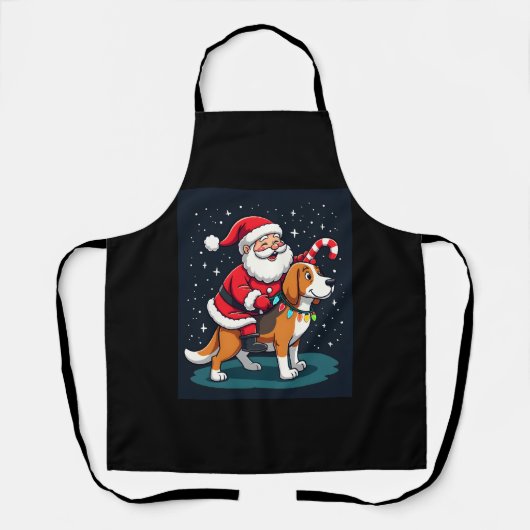 Tablier Beagle Xmas Éclairage Père Noël équitation Beagle (Recto)
