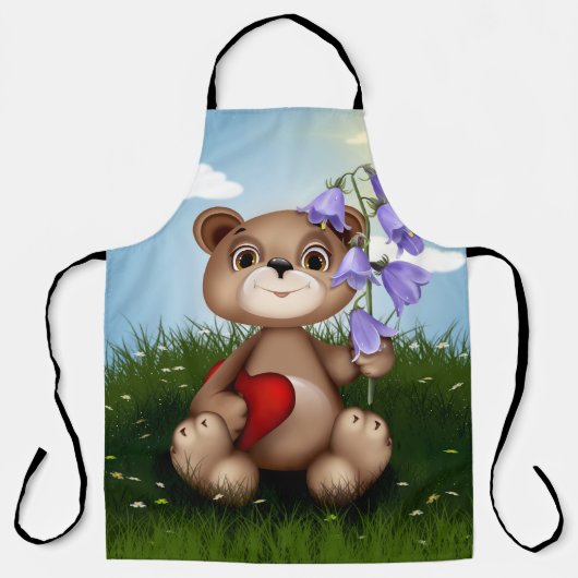 Tablier Bear Holding Bouquet Flower-30926 (Recto)
