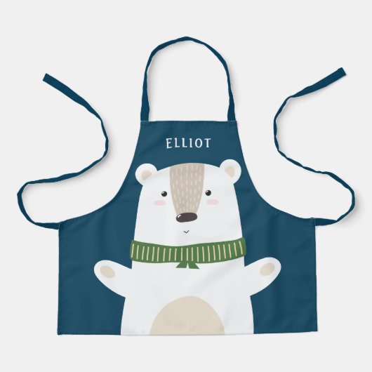 Tablier Bear polaire mignonne Enfants modernes Bleu (Recto)