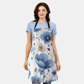 Tablier Beau bleu clair fleuri (Porté)