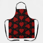 Tablier Beau coeur rouge motif sur noir (Recto)