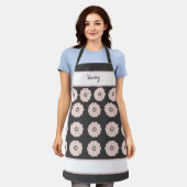 Tablier Beau gris charbon et rose floral Apron (Porté)