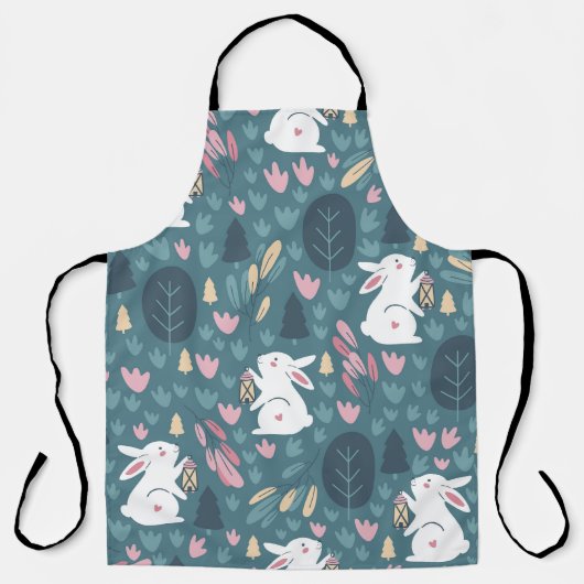 Tablier Beau lapin : vintage imprimé sans couture. (Recto)