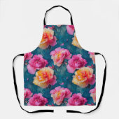 Tablier Beau Motif à fleurs rose doux (Recto)