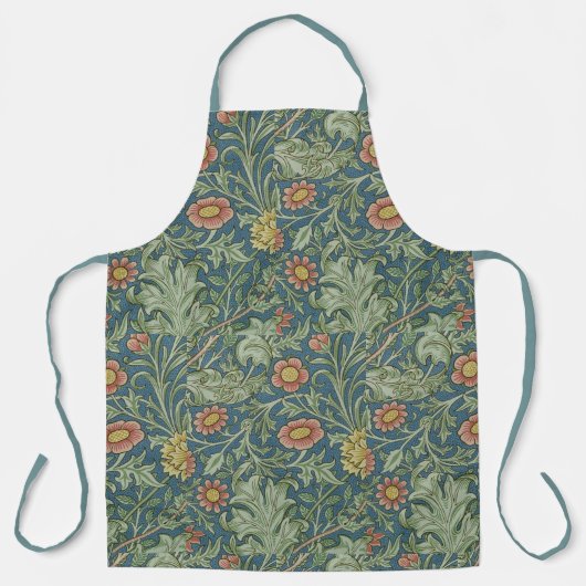 Tablier Beau motif floral William Morris Vert rose (Recto)