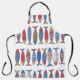 Tablier Beau poisson. Enfants arrière - plans. Motif sans