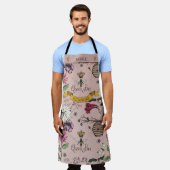 Tablier Beau Rose Or et Black Queen Bee & Foliage (Porté)