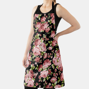 Tablier Beau Roses à motifs floraux avec feuillage vert