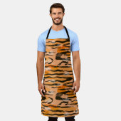 Tablier Beau tigre transparent motif, couleur pêche (Porté)