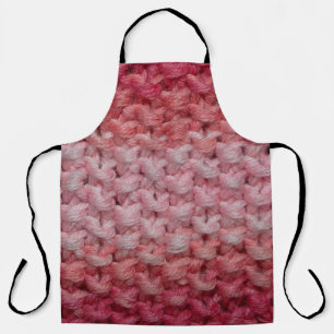 Tablier beau tissu tricoté aux tons rouge et beige, c