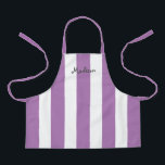 Tablier Beau Violet Grandes Blancs Enfants Personnalisés<br><div class="desc">Votre enfant va adorer l'artisanat ou l'aide à cuisiner dans ce mignonette violet Blancs Personnalisé Enfants Apron. Ce design moderne a de larges bandes verticales sur tablier tout-en-un et le nom est en gris blanc en lettrage sur le dessus.
CLIQUEZ SUR L'OPTION PERSONNALISER LE MODÈLE ET ENTREZ LE NOM</div>