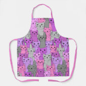 Tablier Beaucoup de chats roses conception (Recto)