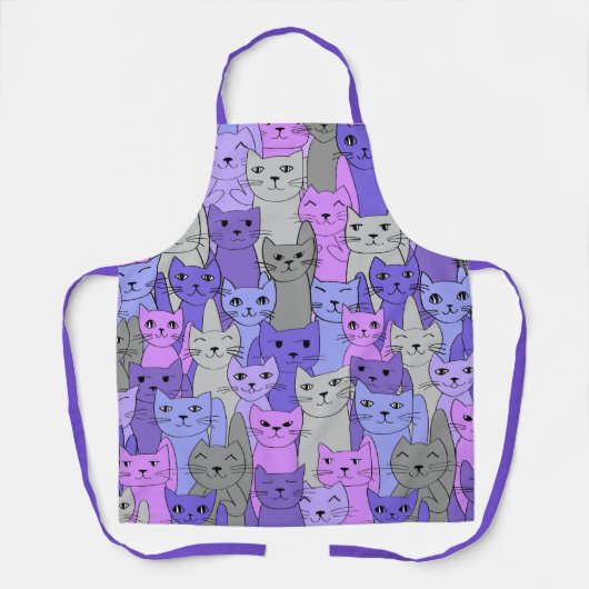 Tablier Beaucoup de chats violets conception (Recto)