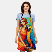 Tablier Beauté tropicale et design de perroquets bleus (Porté)