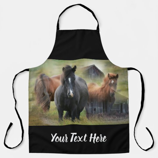 Tablier Beaux chevaux et grange rustique (Recto)