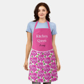 Tablier Beaux Roses Rose Magenta Chaud Nom Personnalisé Fé (Porté)