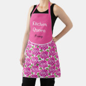 Tablier Beaux Roses Rose Magenta Chaud Nom Personnalisé Fé (Insitu)