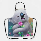 Tablier Bébé adorable Ours Koala avec fleurs (Recto)